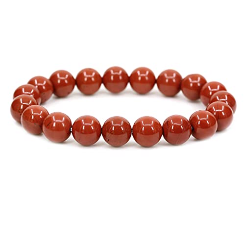 SKKIKHYBPO Modisches Stretch-Armband für Damen und Herren, 10 mm, runde Perlen, Jaspis, 17,8 cm, Unisex, Stein von SKKIKHYBPO