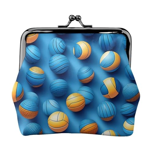Blauer Volleyball-Druck, exquisit, vielseitig, Kussschloss, Münzgeldbörse, niedlich, klein, Reißverschluss, Geldbörse für Münzen, Karten von SKKNT