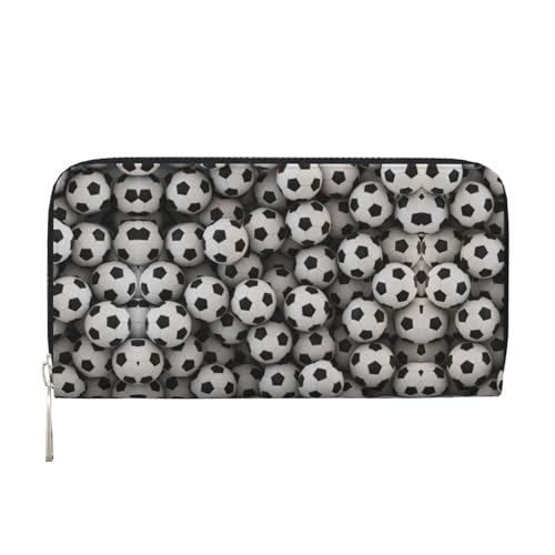 Damen-Geldbörse, Motiv: Fußball-Meereser, geräumig, trendig, Leder, für Freizeit und Reisen, Schwarz, Einheitsgröße, Kunst von SKKNT