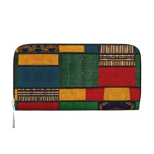 Damen-Geldbörse im afrikanischen Stil, Patchwork-Druck, geräumig, trendig, Leder, für Freizeit und Reisen, Schwarz, Einheitsgröße, Kunst Damen-Geldbörse im afrikanischen Stil, Patchwork-Druck, geräumig, trendig, Leder, für Freizeit und Reisen, Schwarz, Einheitsgröße, Kunst von SKKNT