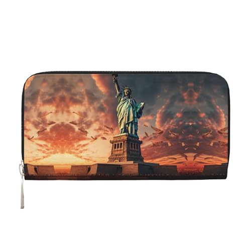 Freiheitsstatue im NYC-Druck, geräumige, trendige Leder-Handbrieftasche, Clutch, für Freizeit und Reisen, Schwarz, Einheitsgröße, Kunst Freiheitsstatue im NYC-Druck, geräumige, trendige Leder-Handbrieftasche, Clutch, für Freizeit und Reisen, Schwarz, Einheitsgröße, Kunst von SKKNT