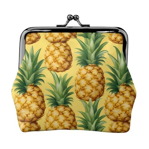 Gelber Ananas-Druck, exquisit, vielseitig, Kussschloss, Münzgeldbörse, niedlich, klein, Reißverschluss, Geldbörse für Münzen, Karten von SKKNT