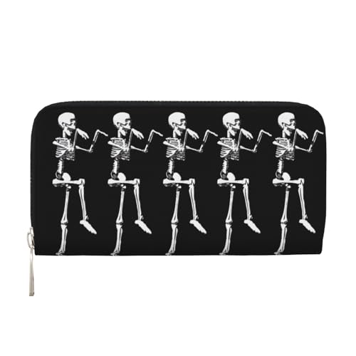 Halloween Posable Skelett Schädel Druck Geräumige Trendige Leder Hand Geldbörse Damen Geldbörse Clutch für Freizeit und Reisen, Schwarz, Einheitsgröße, Kunst Halloween Posable Skelett Schädel Druck Geräumige Trendige Leder Hand Geldbörse Damen Geldbörse Clutch für Freizeit und Reisen, Schwarz, Einheitsgröße, Kunst von SKKNT
