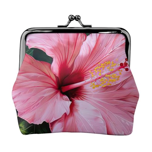 Hawaii Geldbörse mit pinkem Blumendruck, exquisit, vielseitig, Kussschloss, niedlich, klein, Reißverschluss, Geldbörse für Münzen, Karten von SKKNT