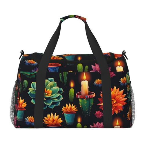 Lotus und Kerzen Print Daily Essentials Große Kapazität Handtasche für Wochenendausflüge Stil Taschen von SKKNT