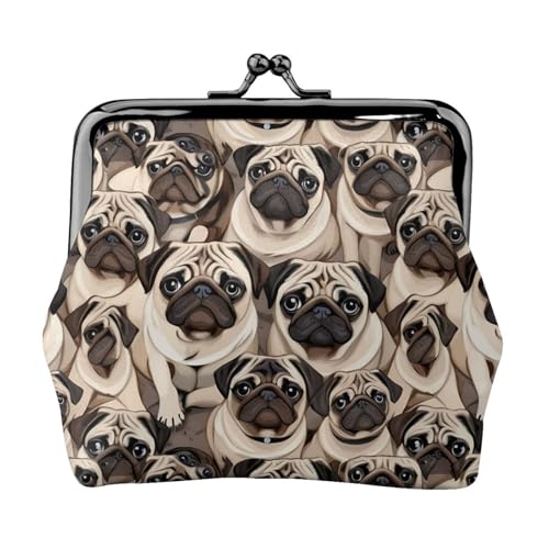 Lustiges Mopsmuster-Druck, exquisit, vielseitig, Kussschloss, Münzgeldbörse, niedlich, kleine Reißverschluss-Geldbörse für Münzen, Karten von SKKNT