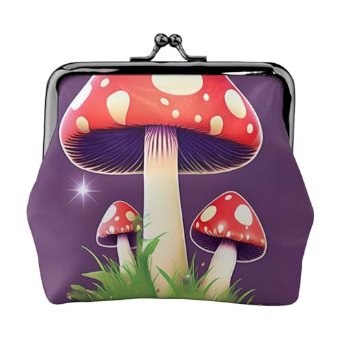 Magischer roter Pilz-Druck, exquisit, vielseitig, Kussschloss, Münzgeldbörse, niedlich, klein, Reißverschluss, Geldbörse für Münzen, Karten von SKKNT