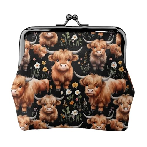 Mehrzweck-Geldbörse mit Reißverschluss für Münzen und Karten, Motiv: Highland Kuh von SKKNT