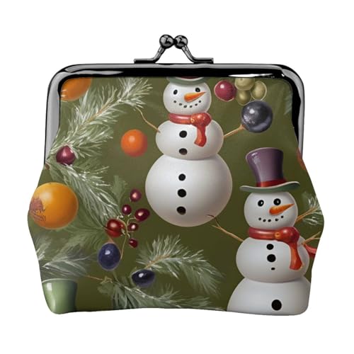 Merry Christmas Schneemann-Druck, exquisit, vielseitig, Kussschloss, Münzgeldbörse, niedlich, klein, Reißverschluss, Geldbörse für Münzen, Karten von SKKNT