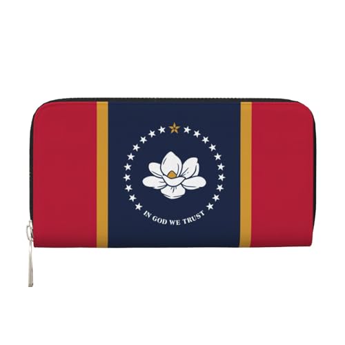 Mississippi Geldbörse mit Staatsflaggen-Druck, geräumige, trendige Leder-Handbrieftasche, Clutch, für Freizeit und Reisen, Schwarz, Einheitsgröße, Kunst Mississippi Geldbörse mit Staatsflaggen-Druck, geräumige, trendige Leder-Handbrieftasche, Clutch, für Freizeit und Reisen, Schwarz, Einheitsgröße, Kunst von SKKNT