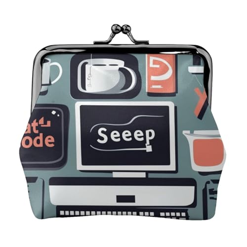 Münzbörse mit Programmierer- und Computer-Druck, exquisit, vielseitig, niedlich, klein, mit Reißverschluss für Münzen, Karten von SKKNT