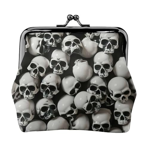 Münzbörse mit Totenkopf-Aufdruck, exquisit, vielseitig, mit Kussschloss, niedlich, klein, mit Reißverschluss für Münzen, Karten von SKKNT