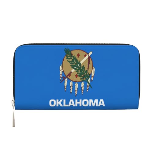 Oklahoma Geldbörse mit Staatsflaggen-Aufdruck, geräumig, trendig, Leder, Handbrieftasche, Clutch, für Freizeit und Reisen, Schwarz, Einheitsgröße, Kunst von SKKNT