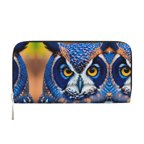 SKKNT Blaue Eule 1 Druck Geräumige trendige Leder-Handbrieftasche Damen Geldbörse Clutch für Freizeit und Reisen, Schwarz, Einheitsgröße, Kunst SKKNT Blaue Eule 1 Druck Geräumige trendige Leder-Handbrieftasche Damen Geldbörse Clutch für Freizeit und Reisen, Schwarz, Einheitsgröße, Kunst von SKKNT