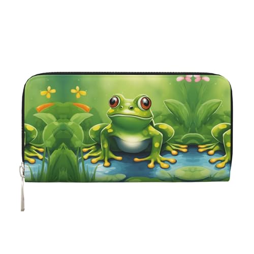 SKKNT Cartoon-Frosch-1-Druck, geräumige, trendige Leder-Handbrieftasche, Damen-Geldbörse, Clutch für Freizeit und Reisen, Schwarz, Einheitsgröße, Kunst SKKNT Cartoon-Frosch-1-Druck, geräumige, trendige Leder-Handbrieftasche, Damen-Geldbörse, Clutch für Freizeit und Reisen, Schwarz, Einheitsgröße, Kunst von SKKNT