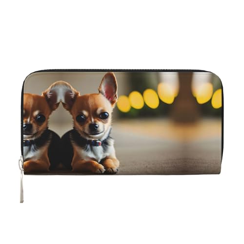 SKKNT Chihuahua Hund 1 Druck Geräumige Trendige Leder Hand Geldbörse Frauen Geldbörse Clutch für Freizeit und Reisen, Schwarz, Einheitsgröße, Kunst von SKKNT