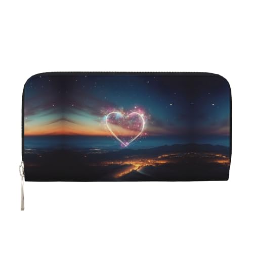 SKKNT Damen-Geldbörse, Motiv: Sternschnuppe, Herz-Druck, geräumig, trendig, Leder, für Freizeit und Reisen, Schwarz, Einheitsgröße, Kunst SKKNT Damen-Geldbörse, Motiv: Sternschnuppe, Herz-Druck, geräumig, trendig, Leder, für Freizeit und Reisen, Schwarz, Einheitsgröße, Kunst von SKKNT