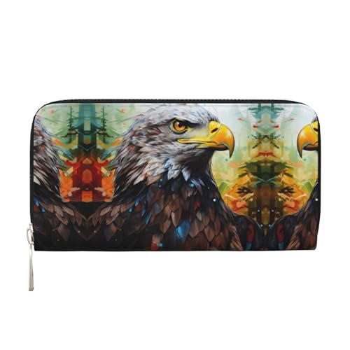 SKKNT Damen-Geldbörse mit Adler-Druck, geräumig, trendig, Leder, für Freizeit und Reisen, Schwarz, Einheitsgröße, Kunst SKKNT Damen-Geldbörse mit Adler-Druck, geräumig, trendig, Leder, für Freizeit und Reisen, Schwarz, Einheitsgröße, Kunst von SKKNT