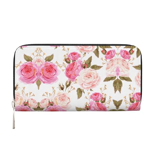 SKKNT Damen-Geldbörse mit Blumenmuster, rosa Druck, geräumig, trendig, Leder, für Freizeit und Reisen, Schwarz, Einheitsgröße, Kunst SKKNT Damen-Geldbörse mit Blumenmuster, rosa Druck, geräumig, trendig, Leder, für Freizeit und Reisen, Schwarz, Einheitsgröße, Kunst von SKKNT