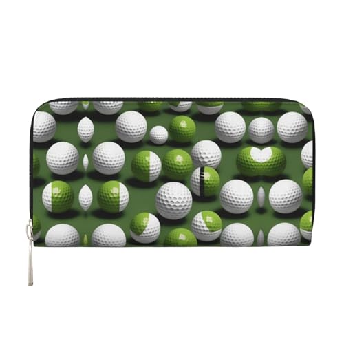 SKKNT Damen-Geldbörse mit Golfball-Aufdruck, geräumig, trendig, Leder, für Freizeit und Reisen, Schwarz, Einheitsgröße, Kunst von SKKNT