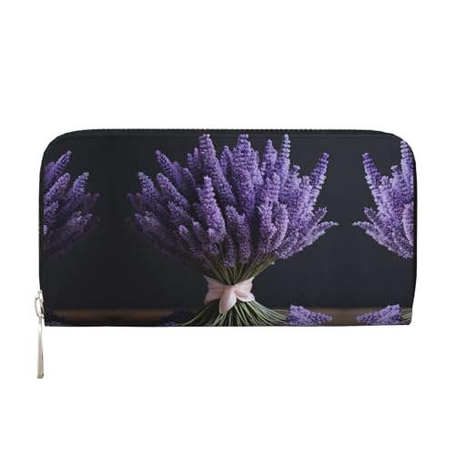 SKKNT Damen-Geldbörse mit Lavendelstrauß-Druck, geräumig, trendig, Leder, für Freizeit und Reisen, Schwarz, Einheitsgröße, Kunst SKKNT Damen-Geldbörse mit Lavendelstrauß-Druck, geräumig, trendig, Leder, für Freizeit und Reisen, Schwarz, Einheitsgröße, Kunst von SKKNT