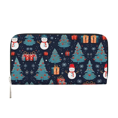 SKKNT Damen-Geldbörse mit Schneemann-Motiv, geräumig, trendig, Leder, für Freizeit und Reisen, Blau, Schwarz, Einheitsgröße, Kunst von SKKNT