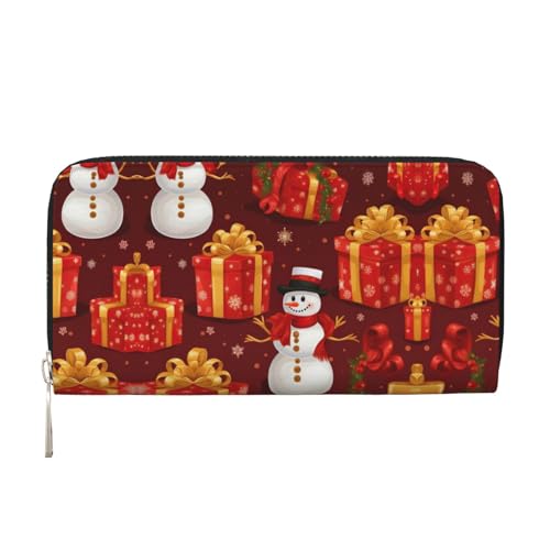 SKKNT Damen-Geldbörse mit Schneemann-Motiv, geräumig, trendig, Leder, für Freizeit und Reisen, Schwarz, Einheitsgröße, Kunst von SKKNT