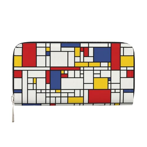 SKKNT Damen-Geldbörse mit abstraktem Muster, geräumig, trendig, Leder, für Freizeit und Reisen, Schwarz, Einheitsgröße, Kunst von SKKNT