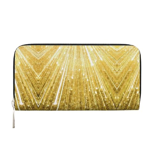 SKKNT Damen-Geldbörse mit goldfarbenem Glitzer-Druck, geräumig, trendig, Leder, für Freizeit und Reisen, Schwarz, Einheitsgröße, Kunst von SKKNT