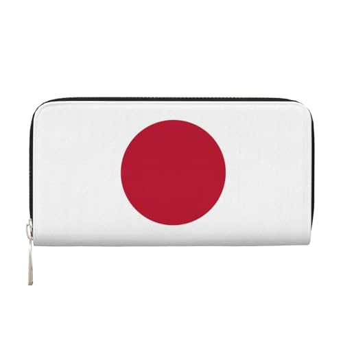 SKKNT Damen-Geldbörse mit japanischem Flaggen-Druck, geräumig, trendig, Leder, für Freizeit und Reisen, Schwarz, Einheitsgröße, Kunst von SKKNT