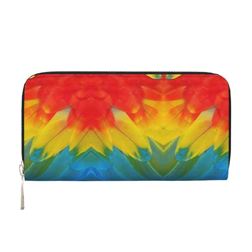 SKKNT Fantastischer Papageienfeder-Druck, geräumige, trendige Leder-Handbrieftasche, Damen-Geldbörse, Clutch für Freizeit und Reisen, Schwarz, Einheitsgröße, Kunst von SKKNT