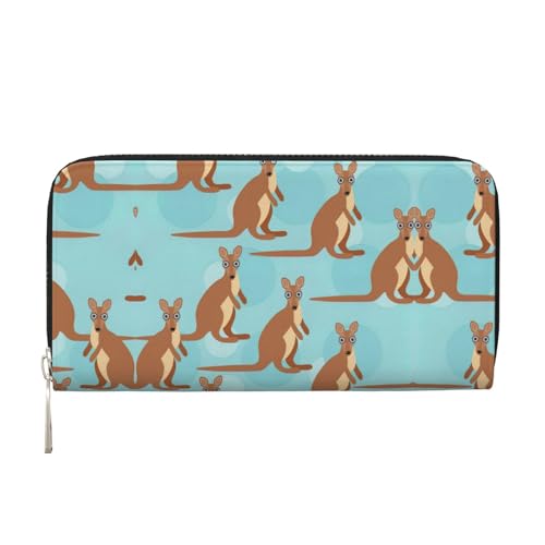 SKKNT Funny for Kangaroo Zoo Print Spacious Trendy Leather Hand Wallet Women Wallet Clutch for Casual and Travel Use, Schwarz, Einheitsgröße, Kunst von SKKNT