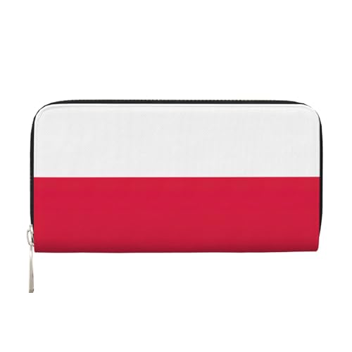 SKKNT Geldbörse mit polnischer Flagge, geräumige, trendige Leder-Handbrieftasche, Clutch, für Freizeit und Reisen, Schwarz, Einheitsgröße, Kunst von SKKNT