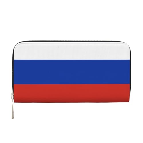 SKKNT Geldbörse mit russischer Flagge, geräumige, trendige Leder-Handbrieftasche, Clutch, für Freizeit und Reisen, Schwarz, Einheitsgröße, Kunst von SKKNT