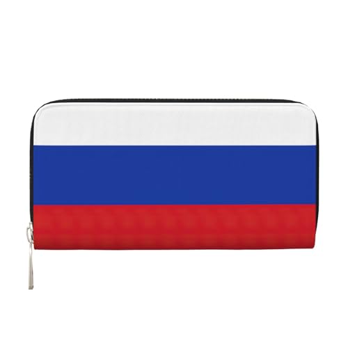 SKKNT Geldbörse mit russischer Flagge, geräumige, trendige Leder-Handbrieftasche, Clutch, für Freizeit und Reisen, Schwarz, Einheitsgröße, Kunst von SKKNT
