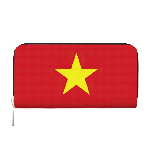 SKKNT Geldbörse mit vietnamesischer Flagge, geräumige, trendige Leder-Handbrieftasche, Clutch, für Freizeit und Reisen, Schwarz, Einheitsgröße, Kunst von SKKNT