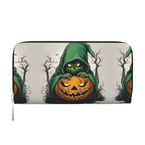 SKKNT Green Ghost Horror Halloween Kürbis 1 Druck Geräumige trendige Leder-Handbrieftasche Damen Geldbörse Clutch für Freizeit und Reisen, Schwarz, Einheitsgröße, Kunst SKKNT Green Ghost Horror Halloween Kürbis 1 Druck Geräumige trendige Leder-Handbrieftasche Damen Geldbörse Clutch für Freizeit und Reisen, Schwarz, Einheitsgröße, Kunst von SKKNT