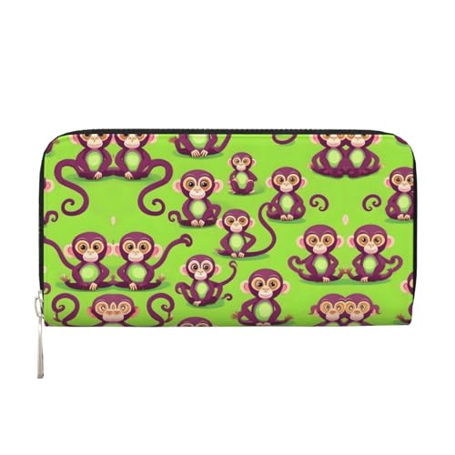 SKKNT Grüner cleverer Affen-Druck, geräumige, trendige Leder-Handbrieftasche, Clutch, für Freizeit und Reisen, Schwarz, Einheitsgröße, Kunst SKKNT Grüner cleverer Affen-Druck, geräumige, trendige Leder-Handbrieftasche, Clutch, für Freizeit und Reisen, Schwarz, Einheitsgröße, Kunst von SKKNT