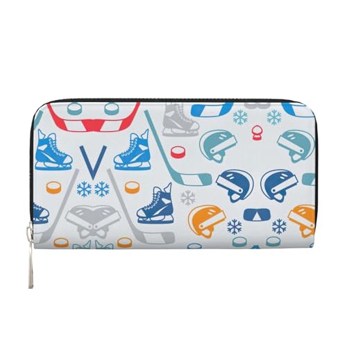 SKKNT Hockey Elements Kreativer gemusterter Druck, geräumige, trendige Leder-Handbrieftasche, Damen-Geldbörse, Clutch für Freizeit und Reisen, Schwarz, Einheitsgröße, Kunst SKKNT Hockey Elements Kreativer gemusterter Druck, geräumige, trendige Leder-Handbrieftasche, Damen-Geldbörse, Clutch für Freizeit und Reisen, Schwarz, Einheitsgröße, Kunst von SKKNT