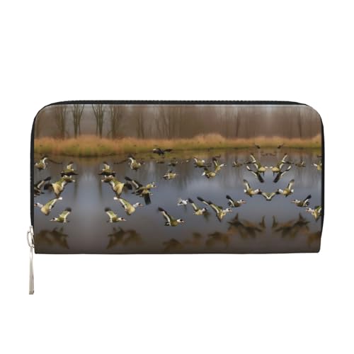 SKKNT Jagd fliegende Wilde Enten Druck geräumige trendige Leder-Handbrieftasche Damen Geldbörse Clutch für Freizeit und Reisen, Schwarz, Einheitsgröße, Kunst SKKNT Jagd fliegende Wilde Enten Druck geräumige trendige Leder-Handbrieftasche Damen Geldbörse Clutch für Freizeit und Reisen, Schwarz, Einheitsgröße, Kunst von SKKNT