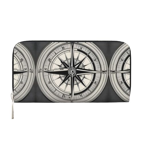 SKKNT Law of the Compass Navigation 1 Print Spacious Trendy Leather Hand Wallet Women Wallet Clutch for Casual and Travel Use, Schwarz, Einheitsgröße, Kunst von SKKNT