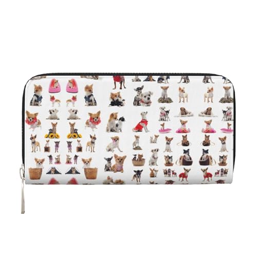 SKKNT Niedliches Chihuahua-Mopsmuster-Druck, geräumige, trendige Leder-Handbrieftasche, Damen-Geldbörse, Clutch für Freizeit und Reisen, Schwarz, Einheitsgröße, Kunst SKKNT Niedliches Chihuahua-Mopsmuster-Druck, geräumige, trendige Leder-Handbrieftasche, Damen-Geldbörse, Clutch für Freizeit und Reisen, Schwarz, Einheitsgröße, Kunst von SKKNT