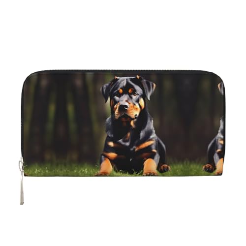 SKKNT rottweiler Geldbörse mit Tapetendruck, geräumige, trendige Leder-Handbrieftasche, Clutch, für Freizeit und Reisen, Schwarz, Einheitsgröße, Kunst von SKKNT