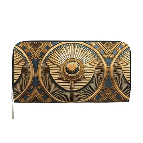 Sun Old Egyptian Timeless Grace Print Spacious Trendy Leather Hand Wallet Women Wallet Clutch for Casual and Travel Use, Schwarz, Einheitsgröße, Kunst von SKKNT