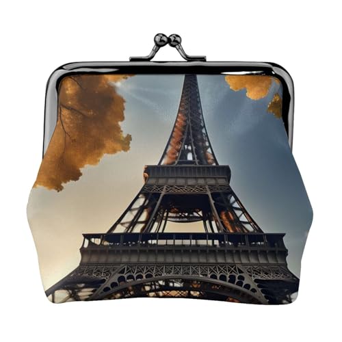 Wunderschöner Eiffelturm mit Paris-Druck, exquisit, vielseitig, Kussschloss, Münzgeldbörse, niedlich, klein, mit Reißverschluss für Münzen, Karten von SKKNT