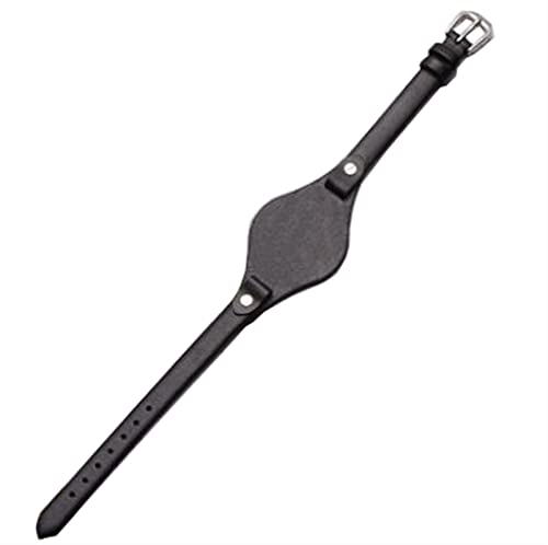 SKM Für Fossil ES3077 ES2830 ES3262 ES3060 Stilvolles Damenarmband aus echtem Leder Uhrenarmbänder Dame Kleines Armband (Farbe: Schwarz Silber, Größe: 8 mm) von SKM