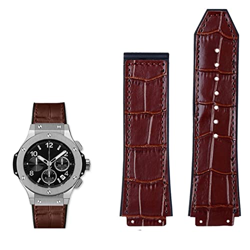 SKM Uhrenarmband aus echtem Leder für Hublot Big Bang Serie Rindsleder Armband Herren Armband mit Werkzeug Zubeh?r Schwarz Braun 26 * 19 mm (Farbe: Braun - ohne Schnalle, Gr??e: 26 mm-19 mm) von SKM