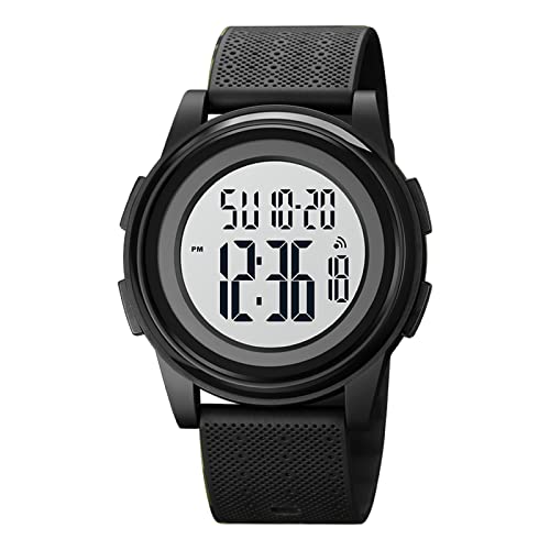 SKMEI Digitale Sportuhr für Herren, ultradünn, militärisch, wasserdicht, Armbanduhr für Männer und Frauen, mit Stoppuhr, Alarm, Countdown, schwarz / weiß, 1.81*1.57*0.39 inch, Sport von SKMEI