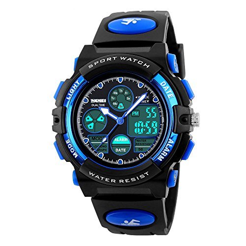 SKMEI Kinders Junges Mächens Analog Digital LED Rücklicht Uhren Woche Alarm Chronograph Armbanduhr-Kunkel blau von SKMEI