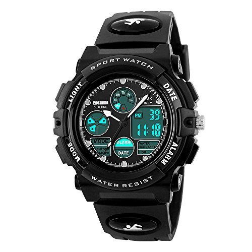 SKMEI Kinders Junges Mächens Analog Digital LED Rücklicht Uhren Woche Alarm Chronograph Armbanduhr-Schwarz von SKMEI